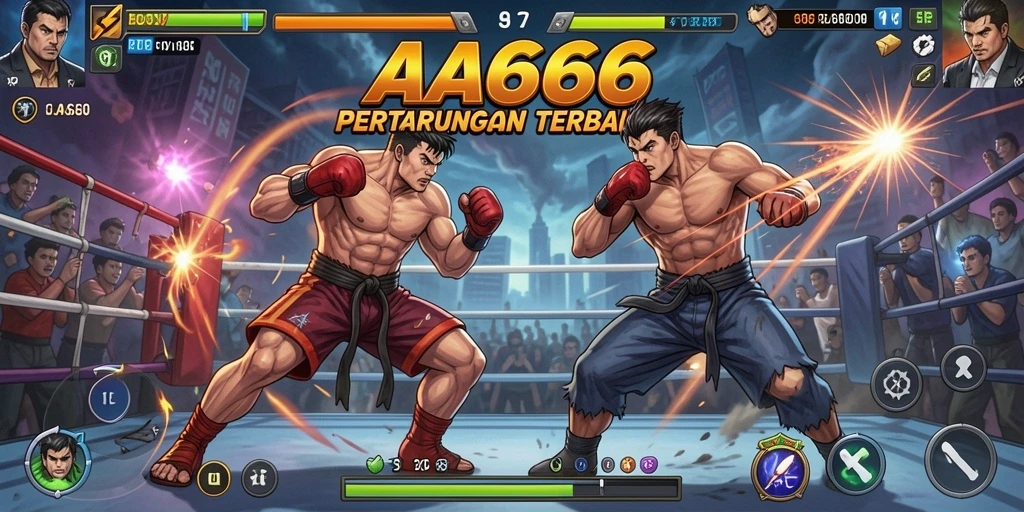 Tangkapan layar gameplay AA666 menampilkan pertarungan intense antar karakter.