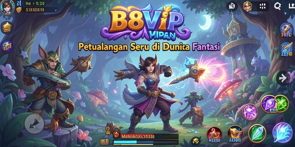 Screenshot gameplay B8VIP menunjukkan aksi petualangan yang seru.
