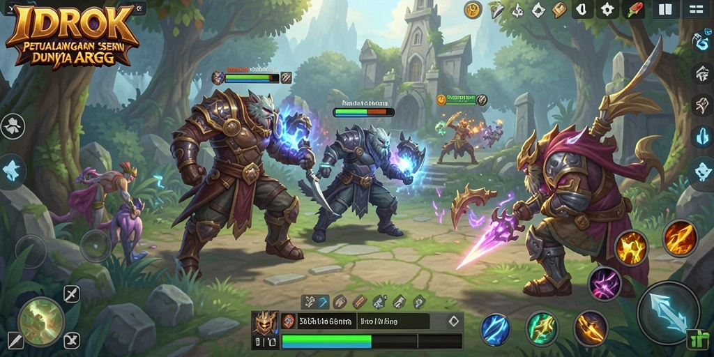 Tangkapan layar menunjukkan pertempuran epik dalam game ARPG IDROK.