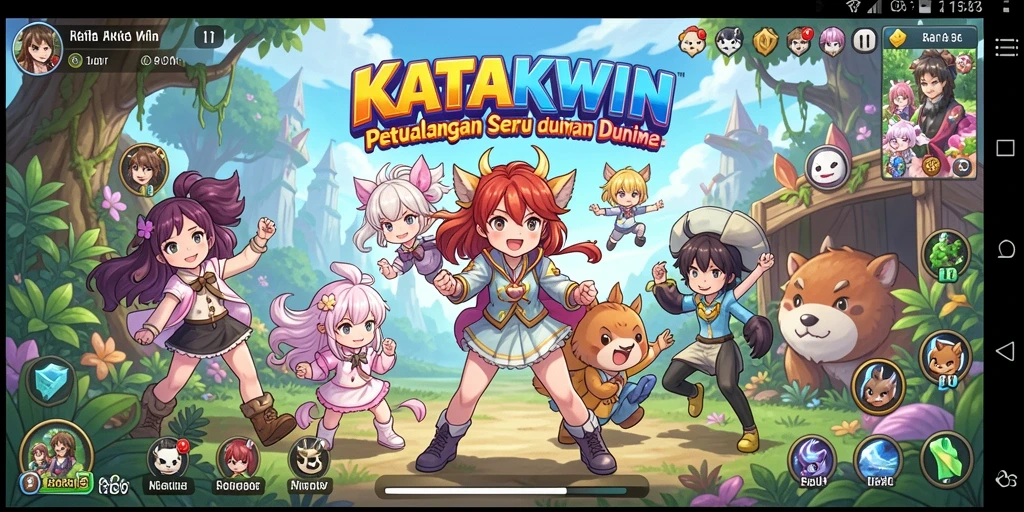 Tampilan gameplay KATAKWIN yang menakjubkan dengan karakter anime.