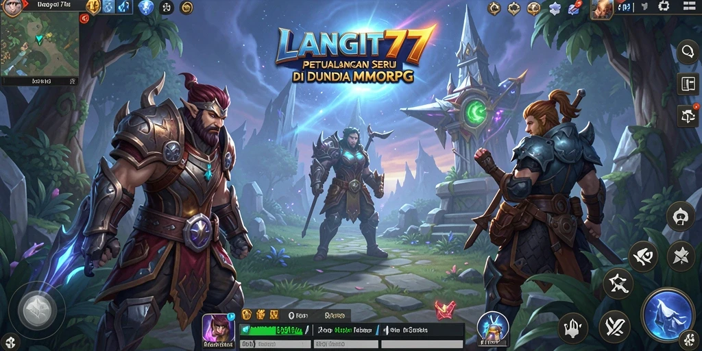 Screenshot LANGIT77 menampilkan pertempuran epik di dunia MMORPG.