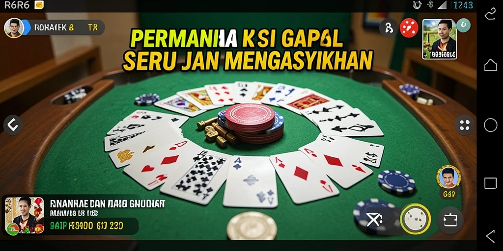 Screenshot R6R6 menampilkan permainan Gaple yang penuh aksi.