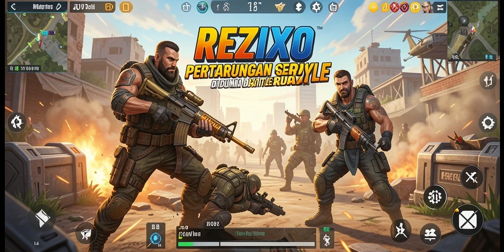 Tampilan seru permainan Battle Royale di REZIXO dengan pertarungan epik.