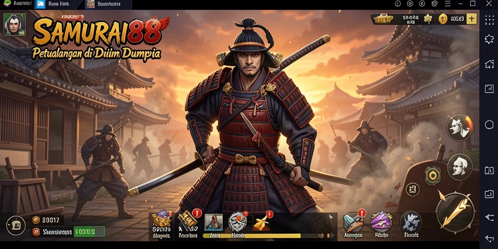 Tampilan gameplay mendebarkan dari SAMURAI88 yang penuh aksi petualangan.