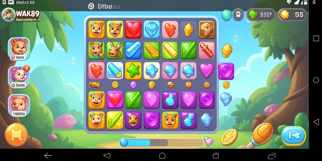 Screenshot WAK89 menampilkan keseruan gameplay Match-3 yang penuh warna.